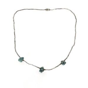 Vintage Bubble Gum Turquoise Sterling Silver Necklace Beaded Old Estate Jewelry